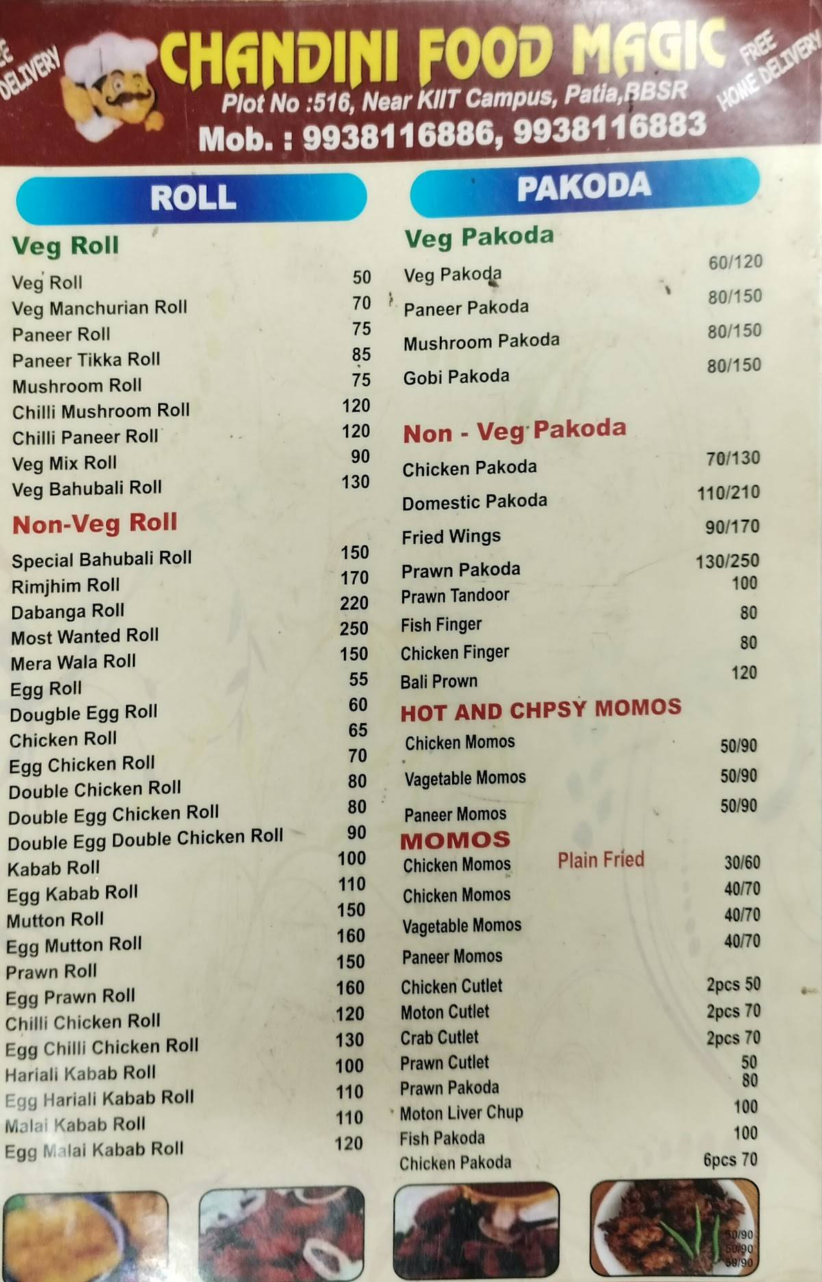 Chandini Food Magic menu