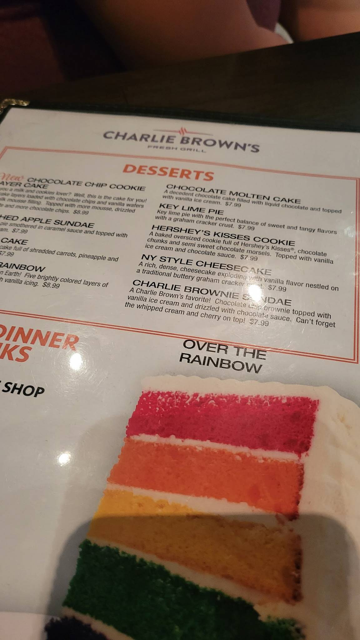 Menu at Charlie Brown's Fresh Grill steakhouse, Scotch Plains
