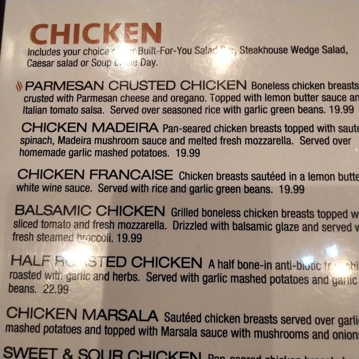 Menu at Charlie Brown's Fresh Grill steakhouse, Scotch Plains