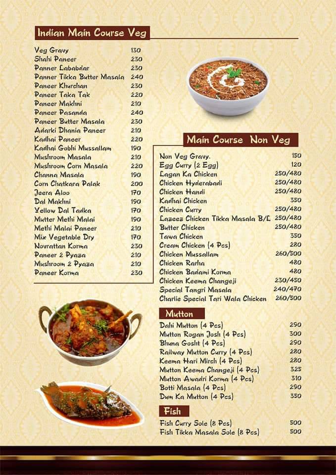 Charlie Restaurant menu