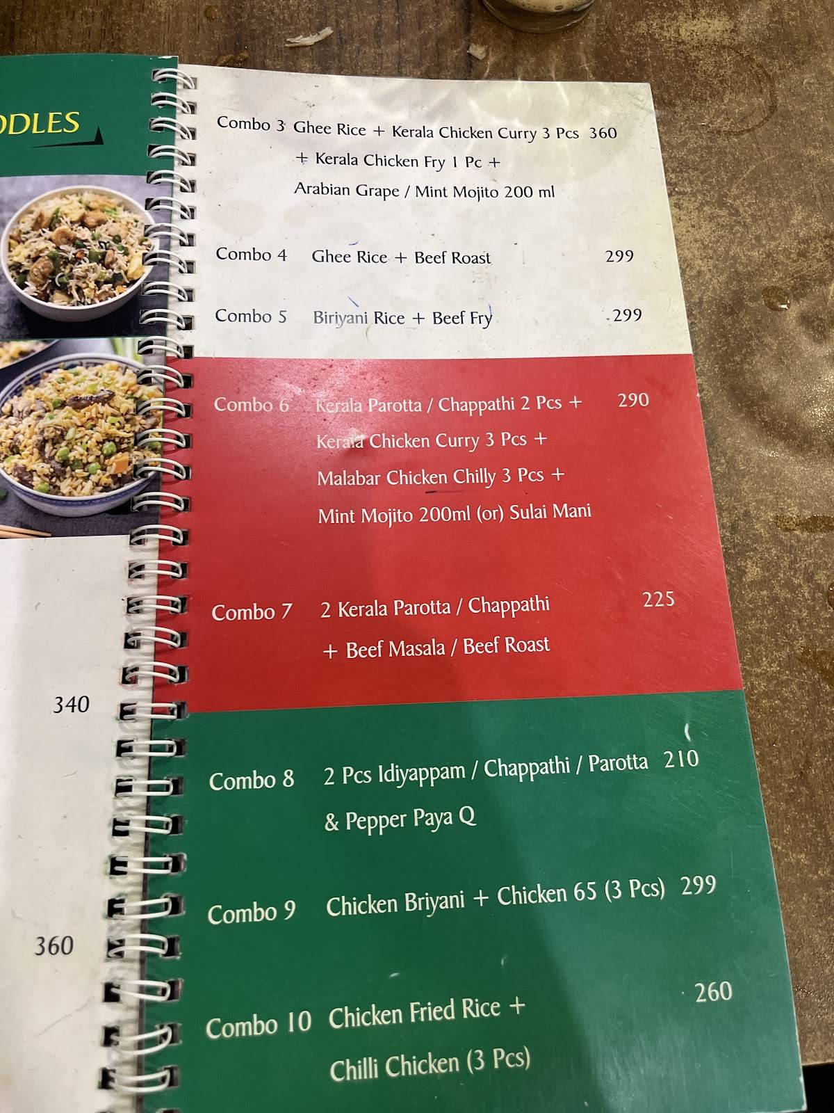 Chaya & Kadi menu