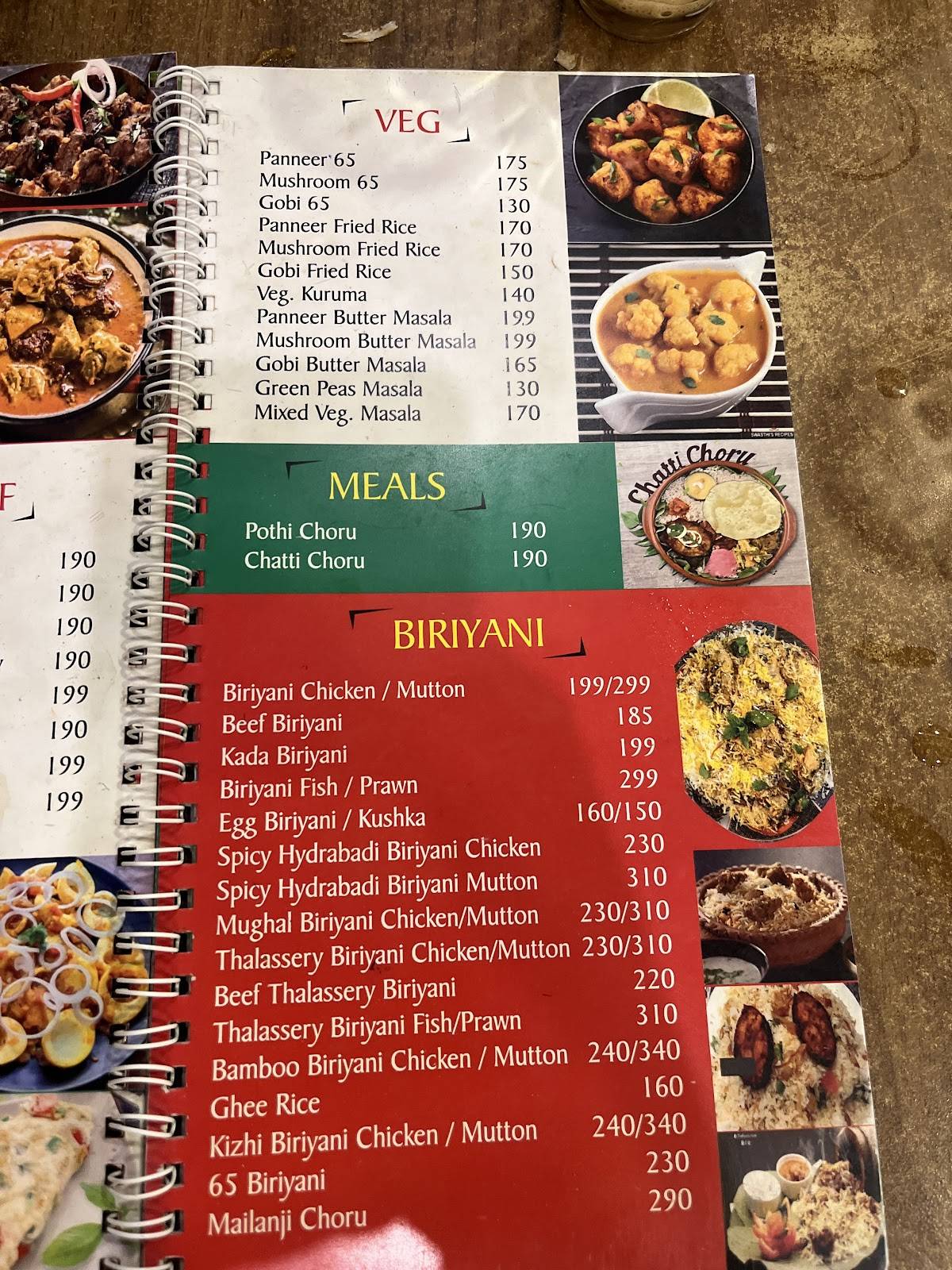 Chaya & Kadi menu
