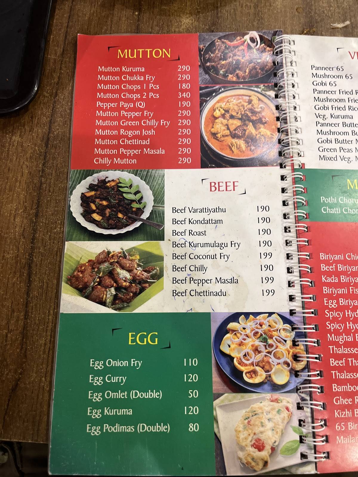 Chaya & Kadi menu