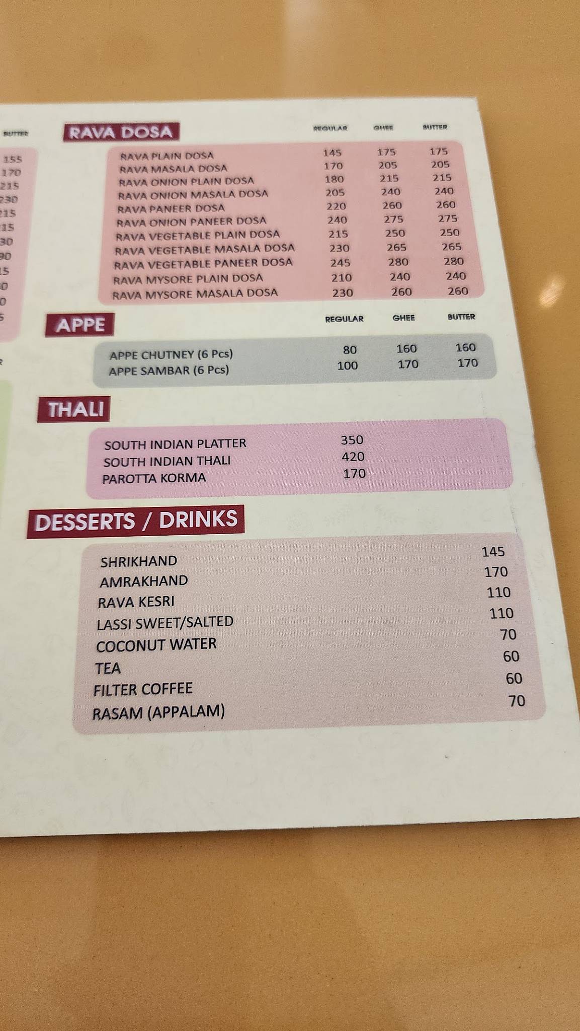 Chennai Maratha menu