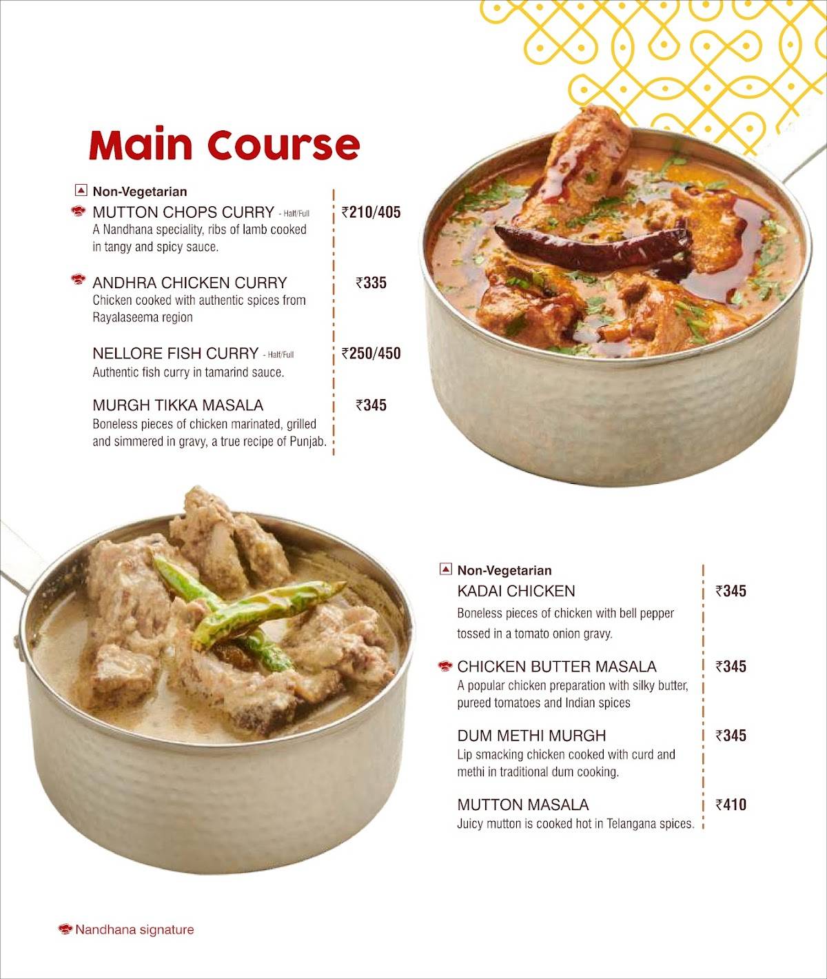 Nandhana Palace - Andhra Style Restaurant - Mount Road menu