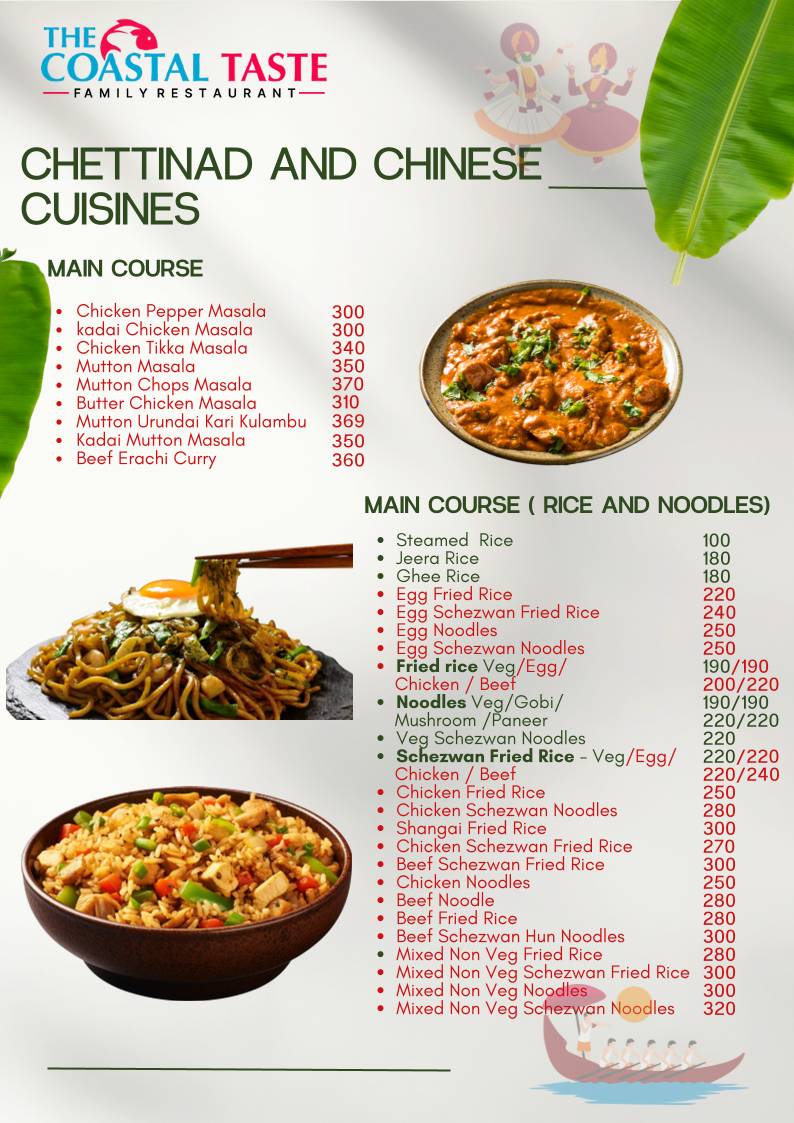 The Coastal Taste Family Restaurant menu