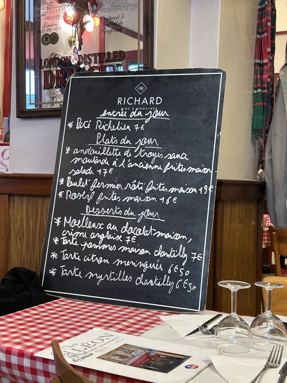 Menu de Chez Léon