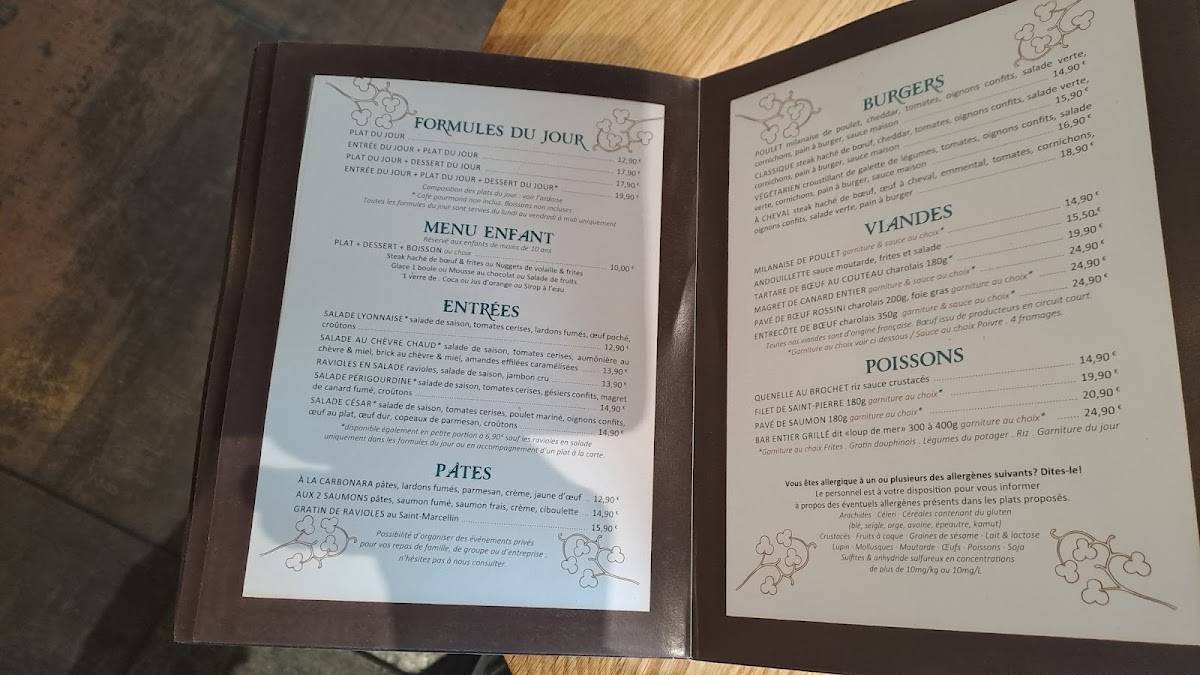 Menu de Restaurant Chez Valentin