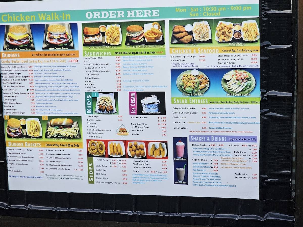 Menu at Chicken Drive-In restaurant, Lake Stevens