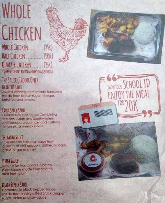 Menu at Chicken Run, Jakarta, Pasar Santa Basement Flr No.116