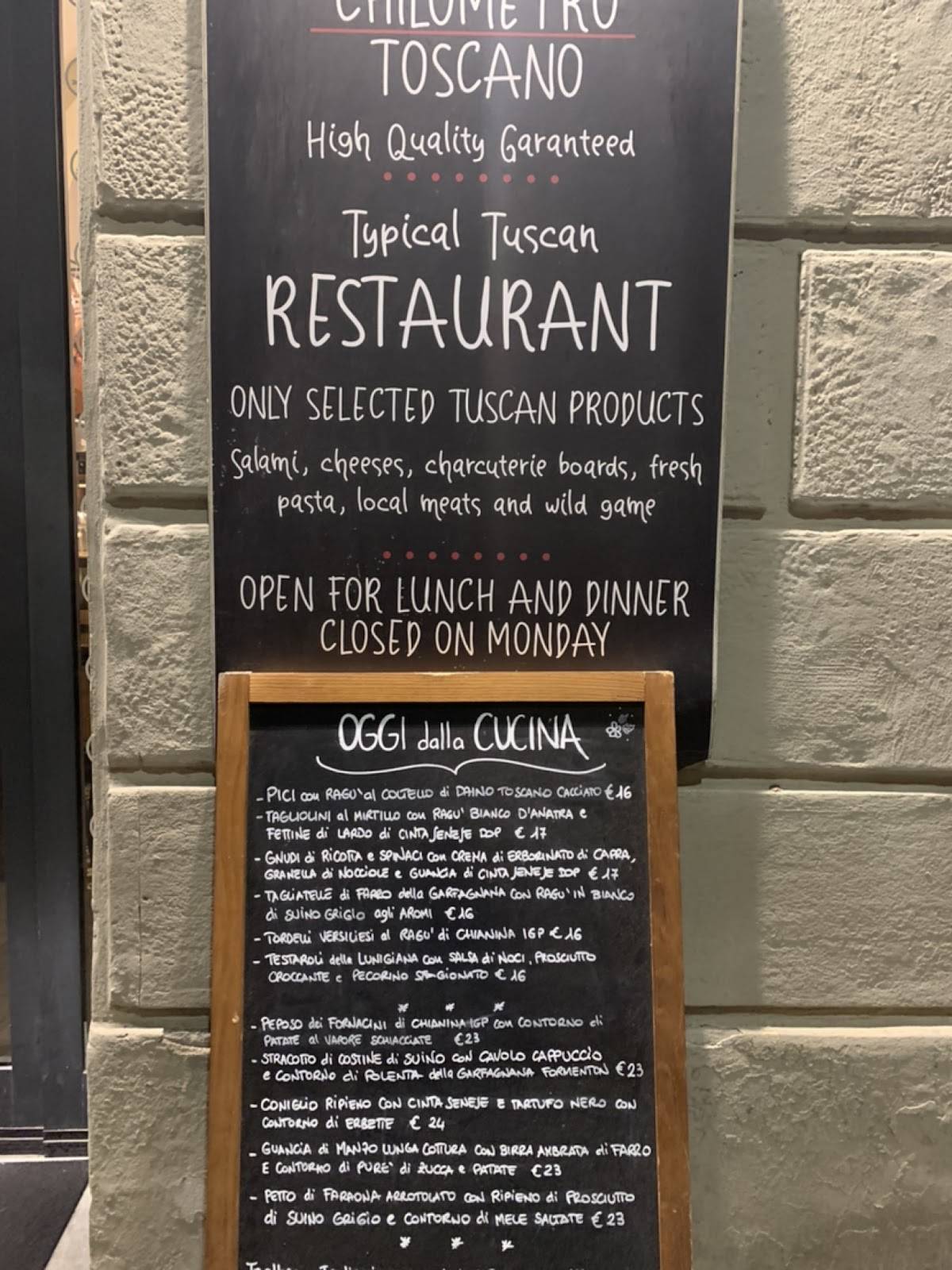 Menu di Chilometro Toscano 