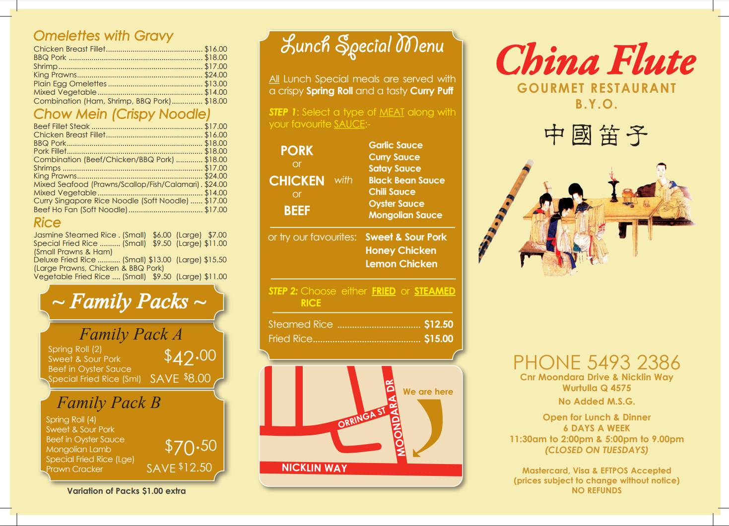 Menu at China Flute Asian Restaurant, Wurtulla