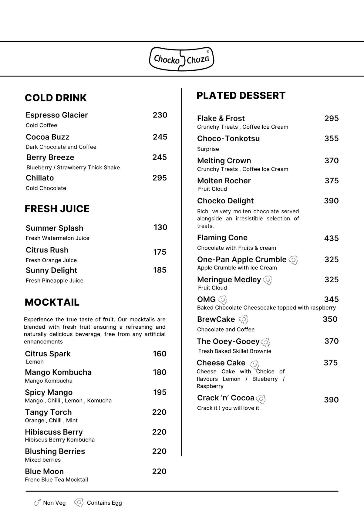 Chocko Choza - Racecourse menu