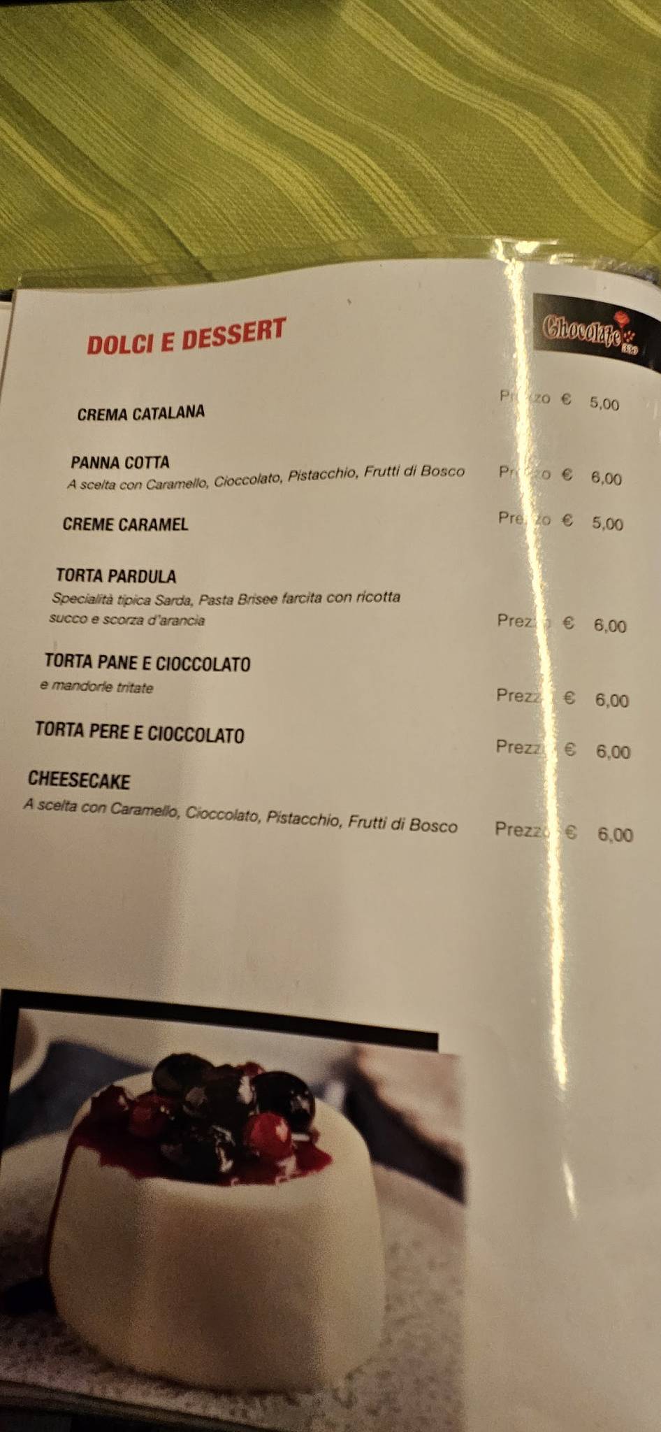 Menu di Chocolate Bar 330 