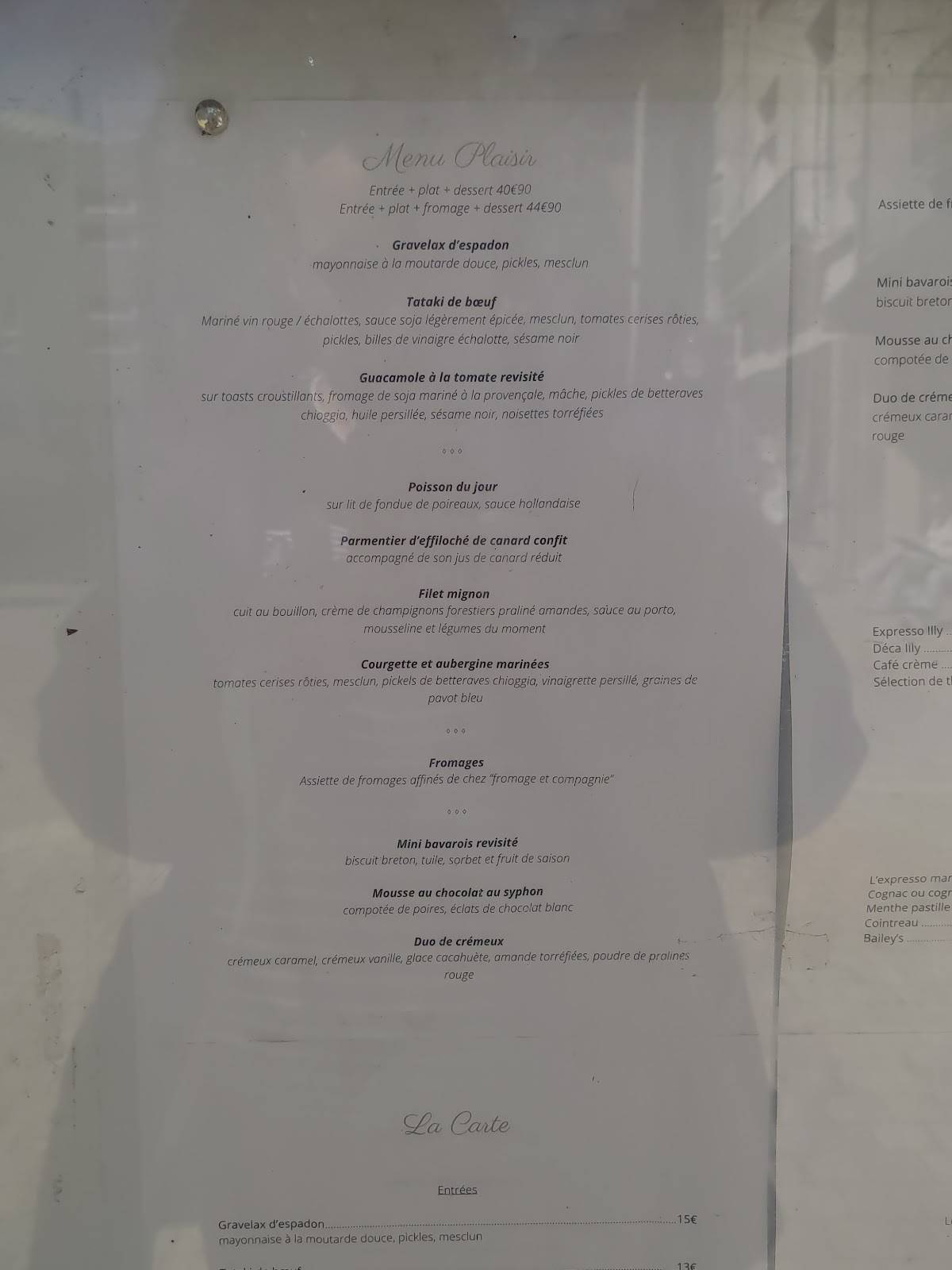 Menu de Restaurant Le Parvis