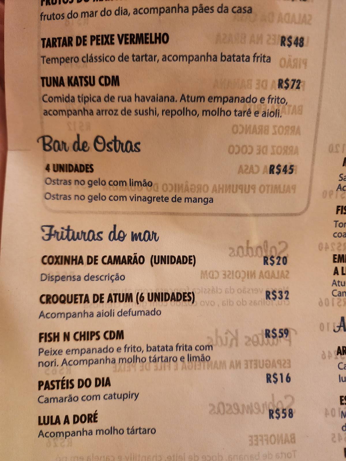 Menu em Churrascada do Mar restaurante São Paulo Av Rebouças