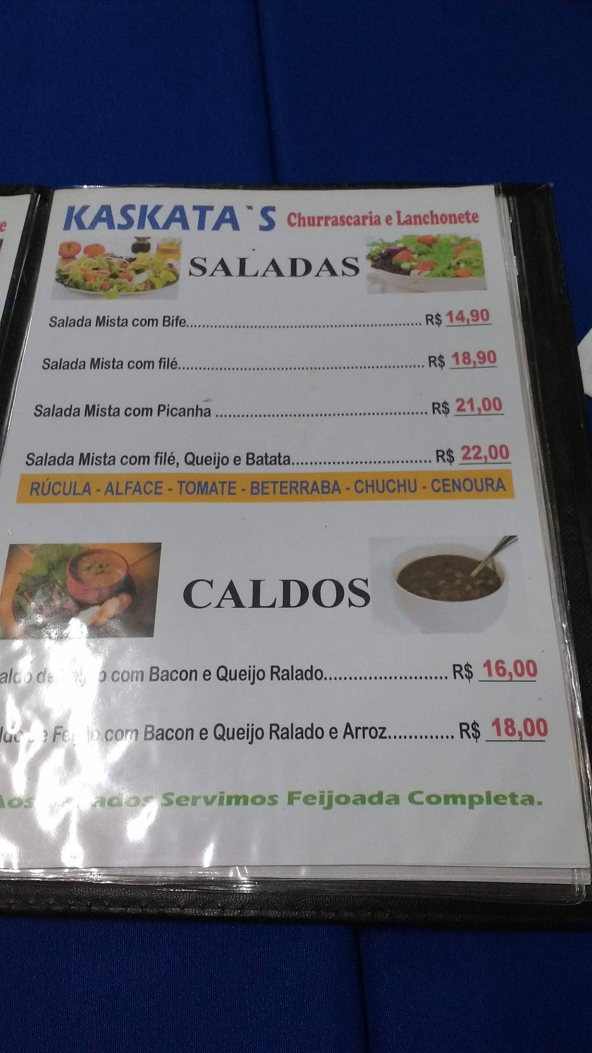 Churrascaria Kaskata's cardápio
