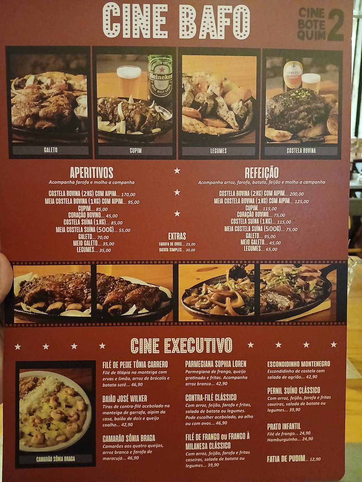 Cine Botequim 2 cardápio