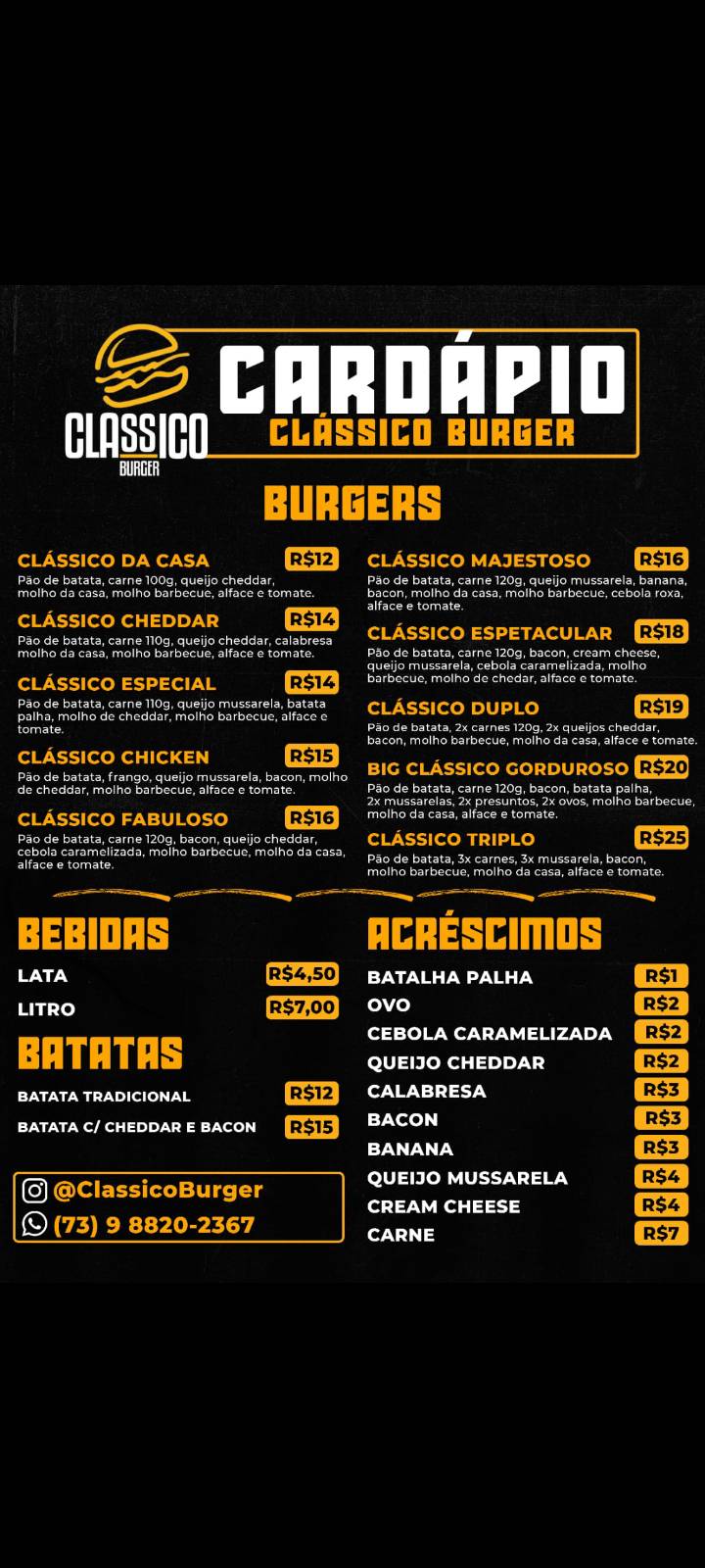 Clássico Burger cardápio