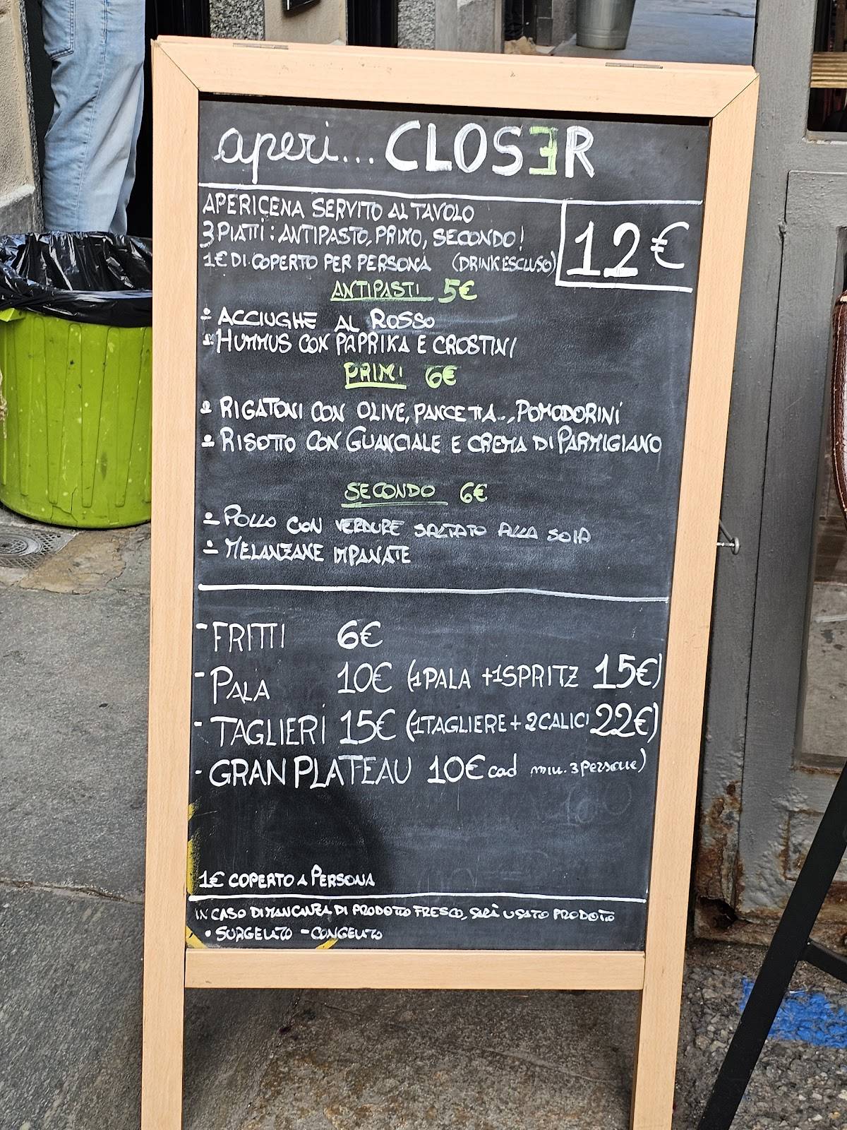 Menu di Closer 