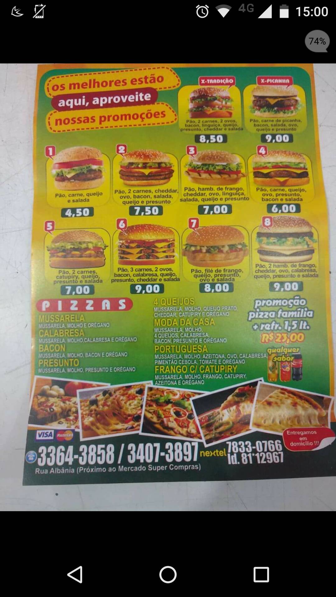 Clube dos Lanches cardápio