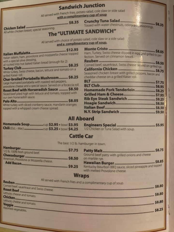 Menu at Whistle Stop Cafe Diamond IL, Diamond