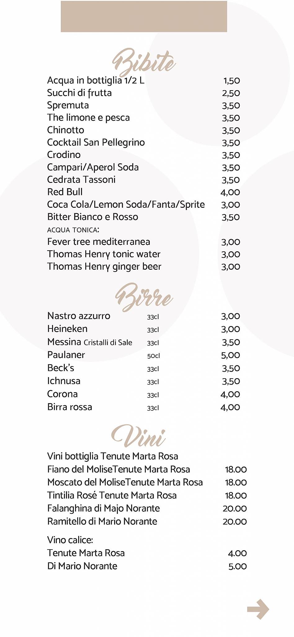 Menu di Cocco Billl - Bar Gelateria 