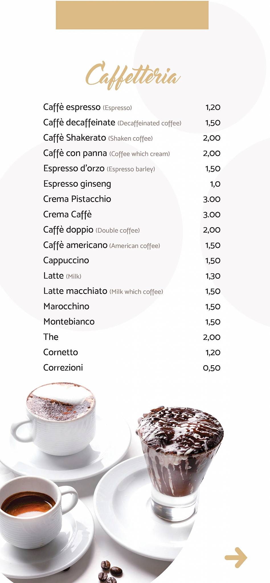 Menu di Cocco Billl - Bar Gelateria 
