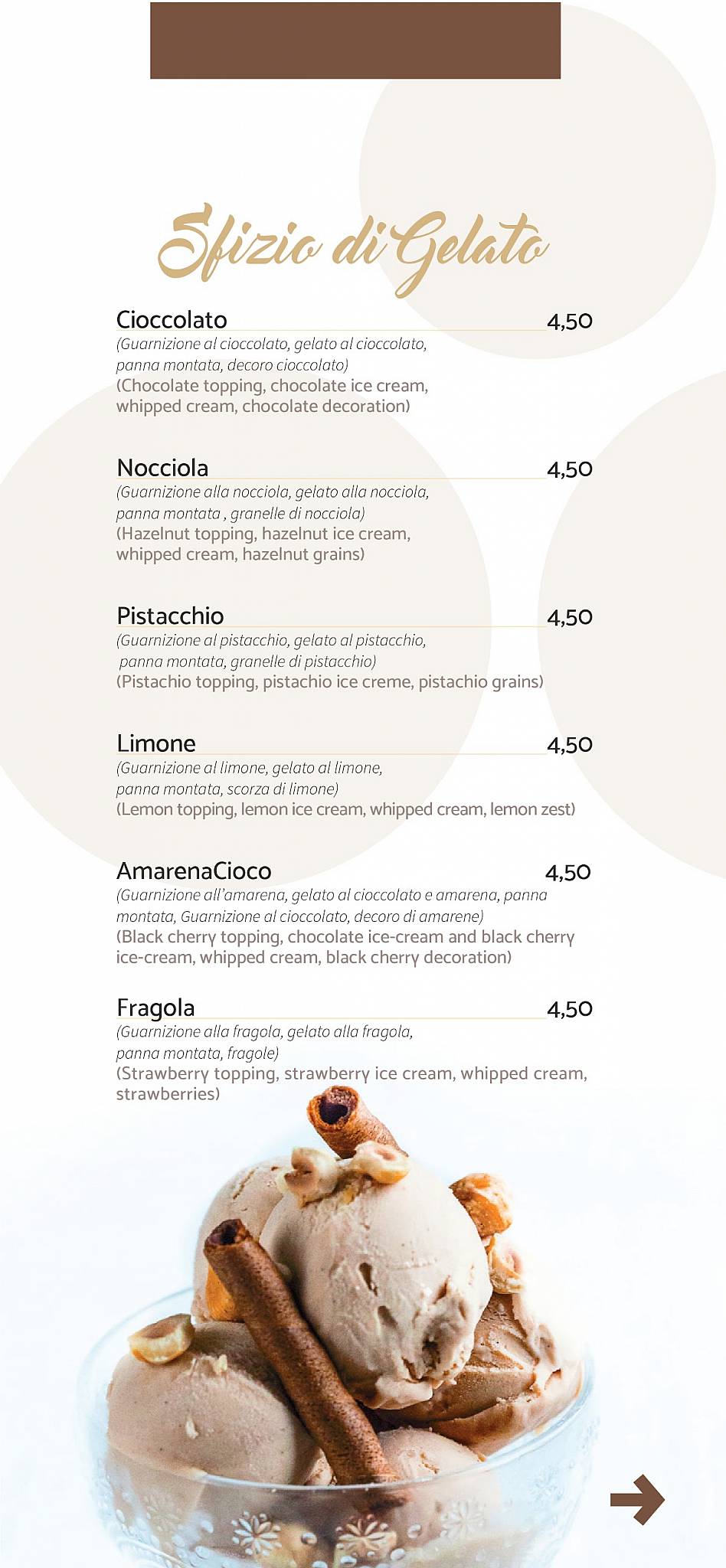 Menu di Cocco Billl - Bar Gelateria 