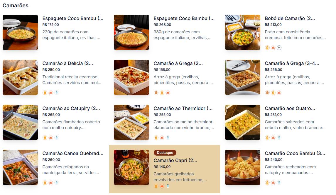 Coco Bambu Anápolis cardápio