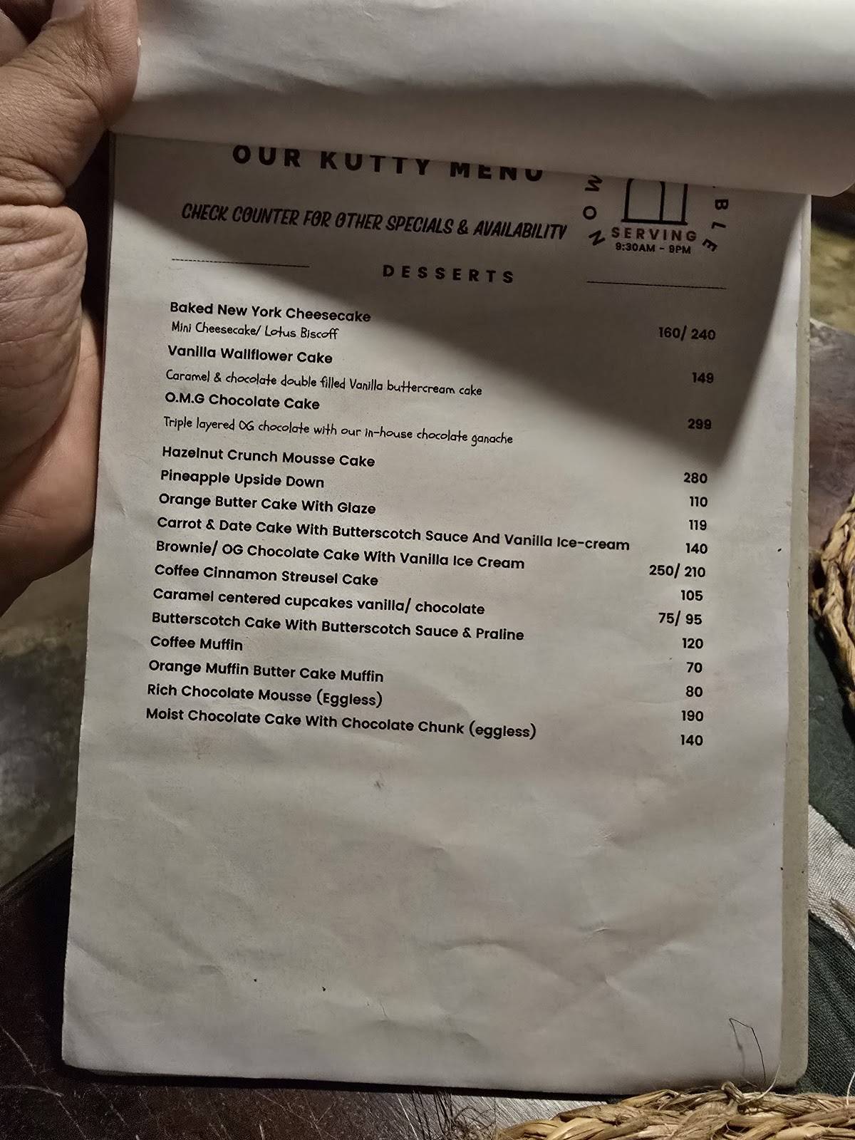 Borma Cafe menu