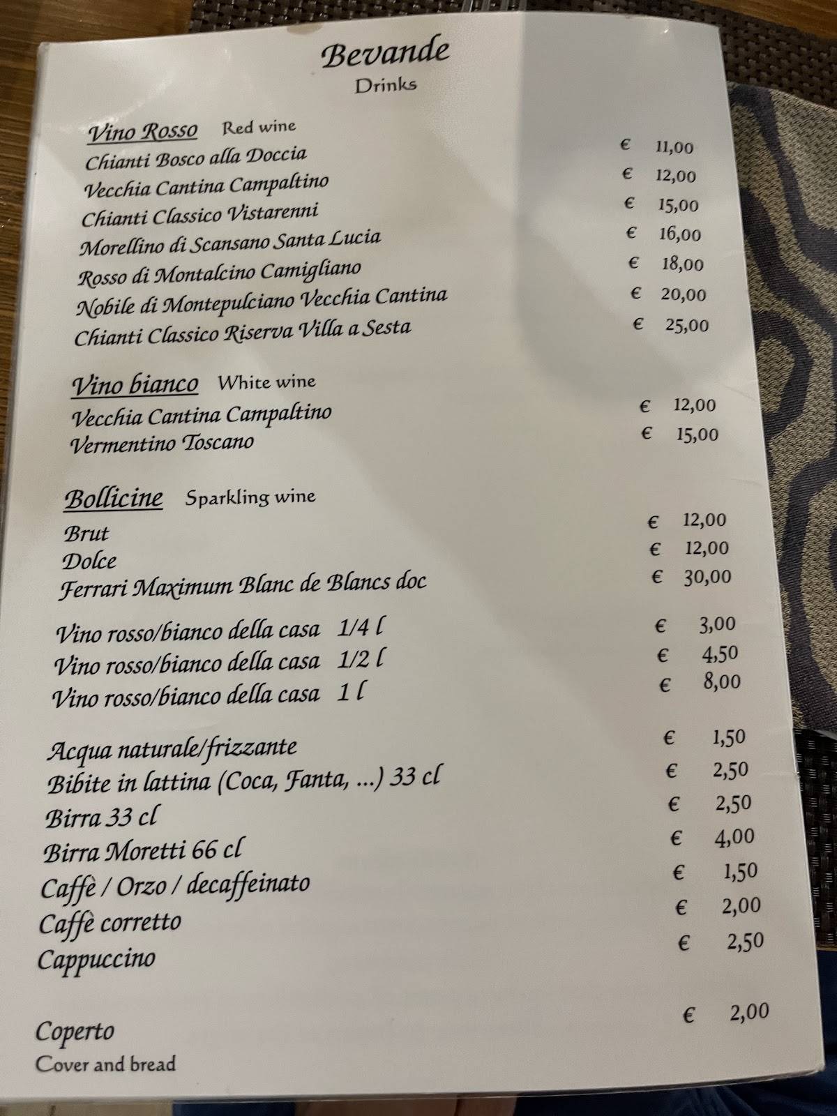 Menu de Ristorante L`Astronave