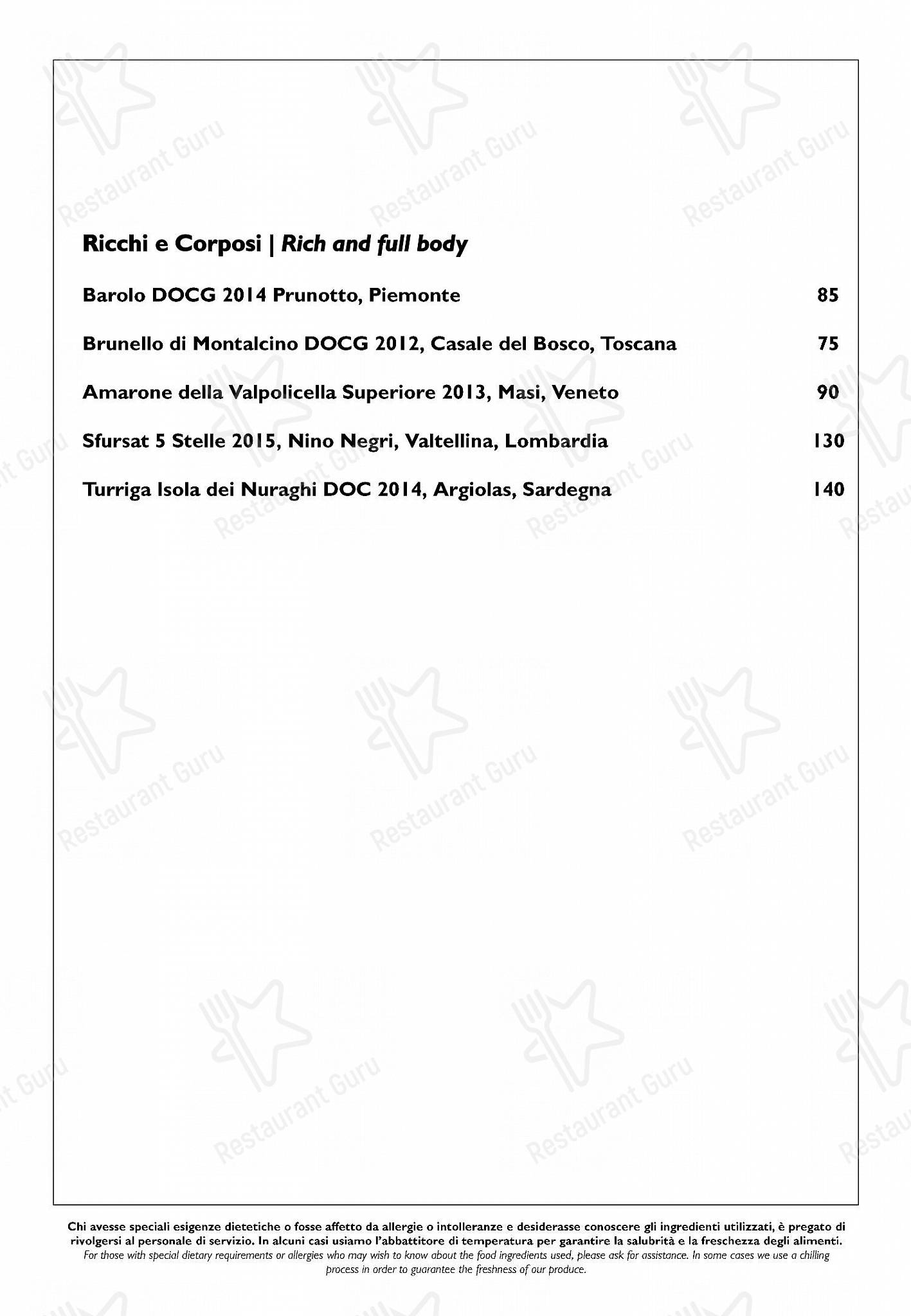 Menu per Satin in Como