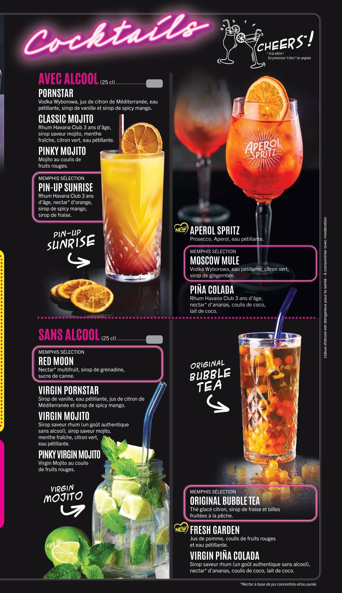 Menu de Memphis - Restaurant Diner