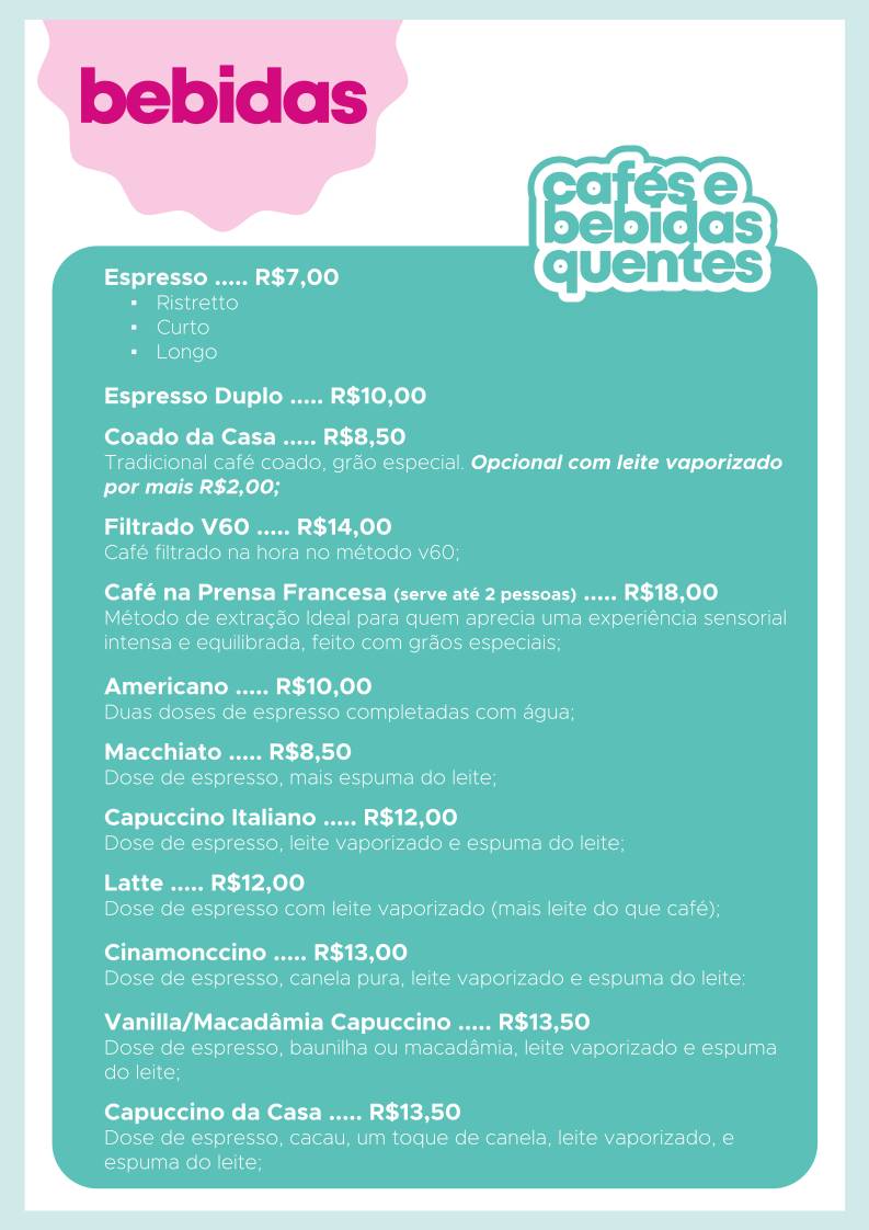 Conc Doces & Café - Rebouças cardápio