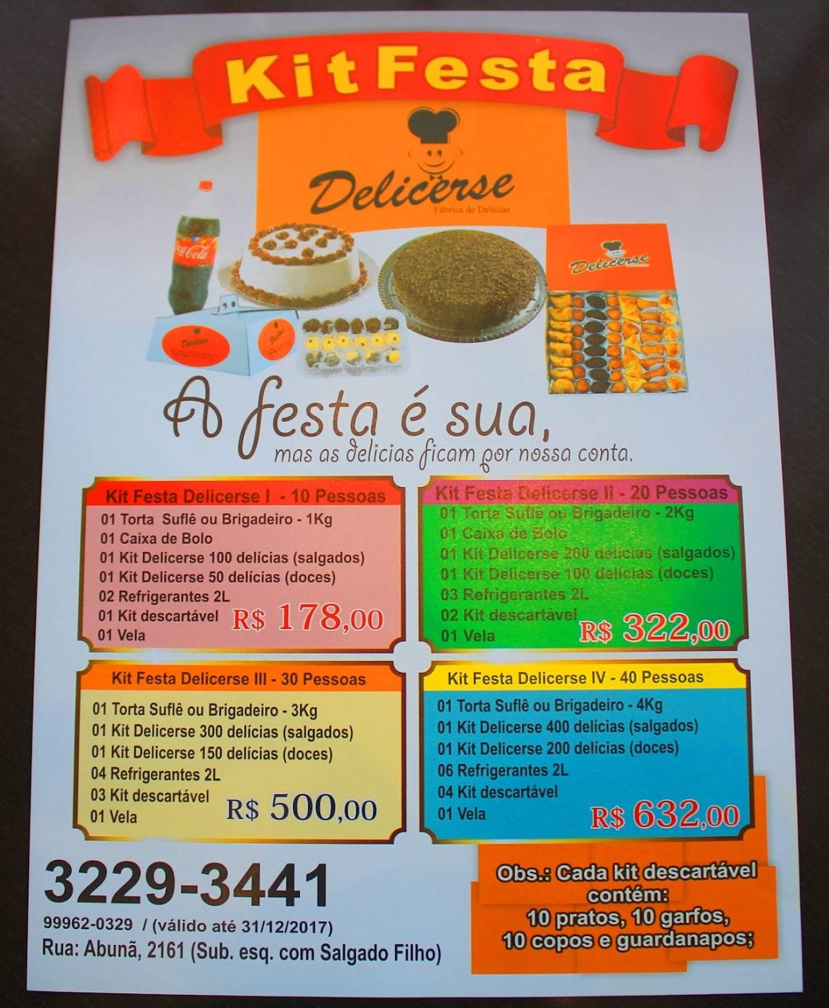 Confeitaria Delicerse cardápio