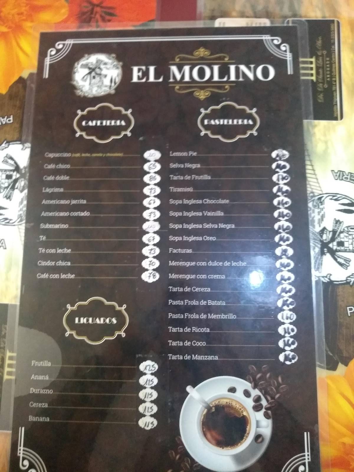 Carta del restaurante Confiteria el Molino, San Francisco Solano