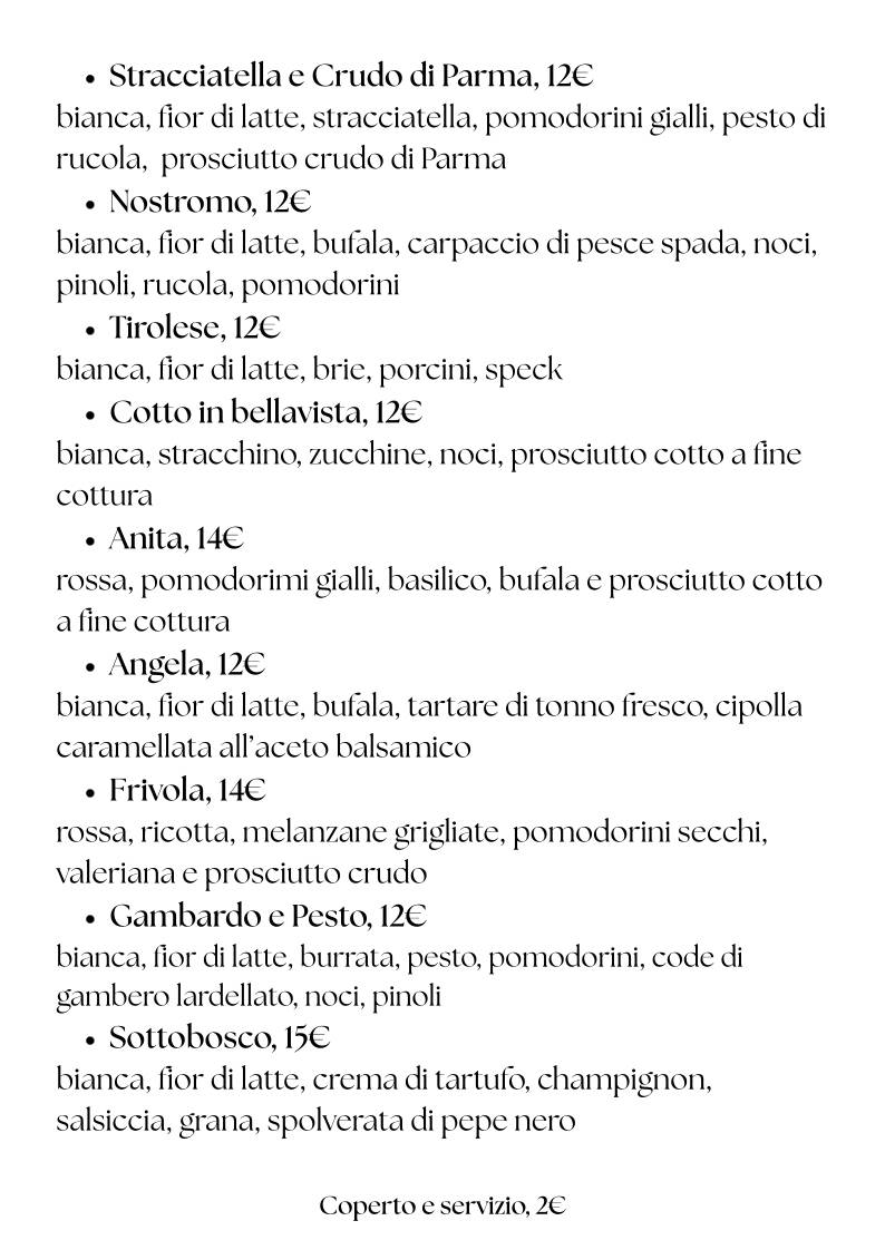 Menu di Pizzeria Ristorante l'Angela 