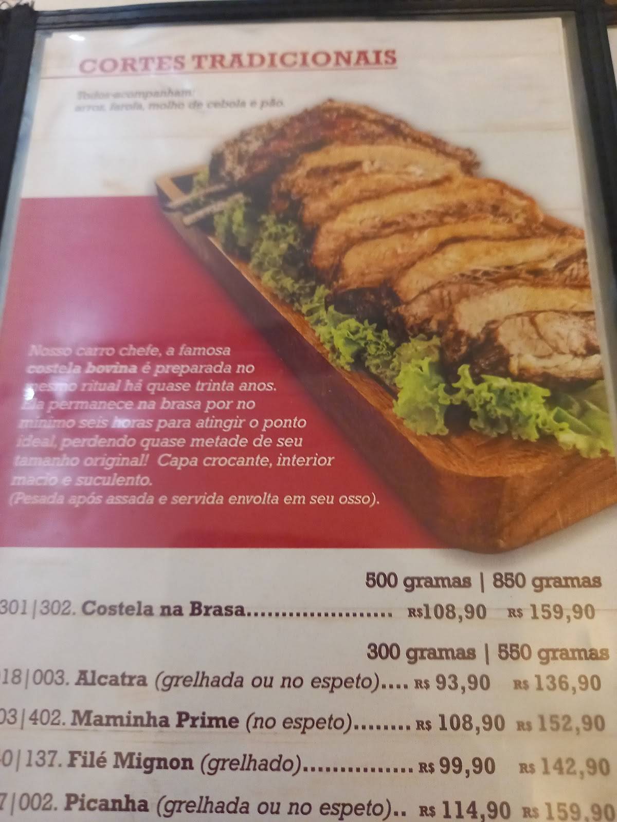 Costelaria Carro de Boi de Campinas Ltda cardápio