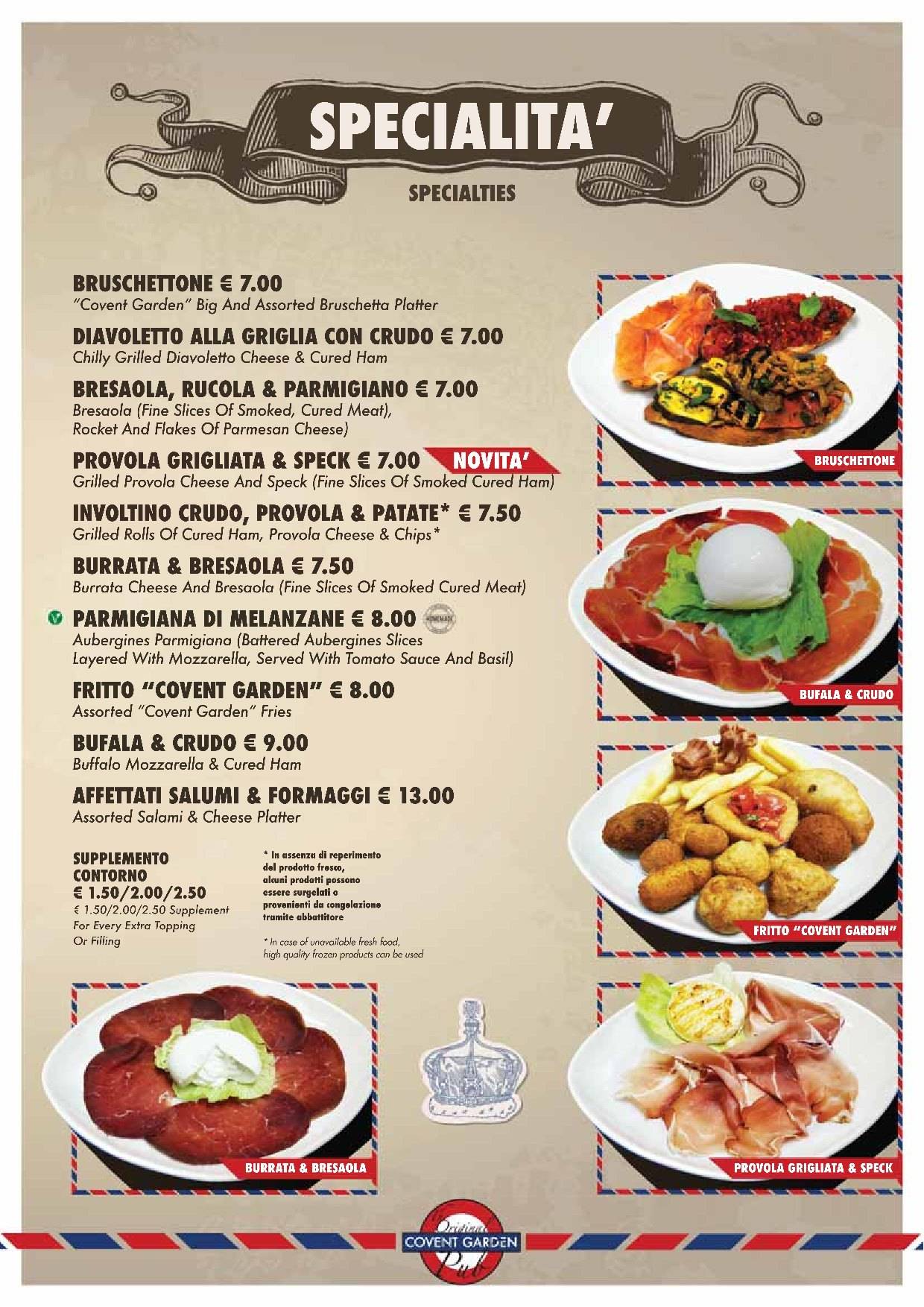 Menu di Covent Garden Pub 