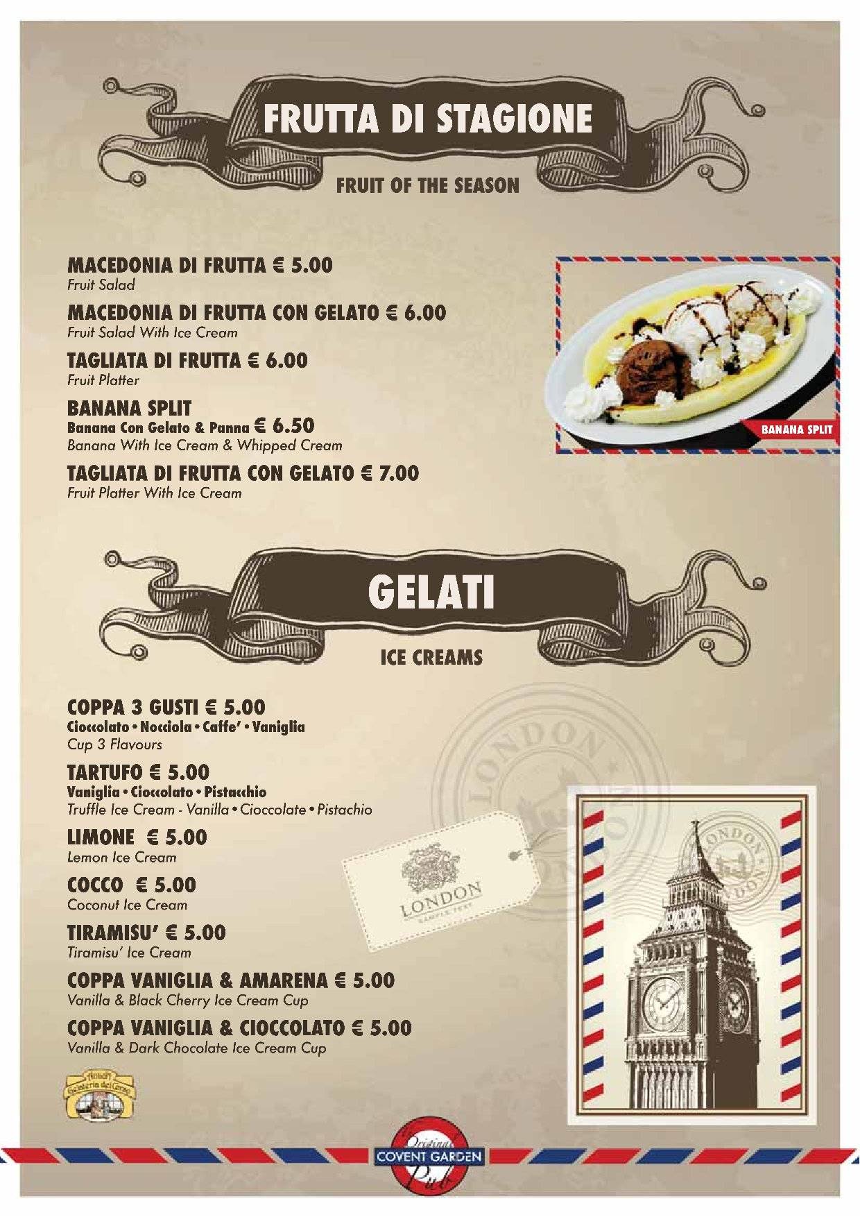 Menu di Covent Garden Pub 