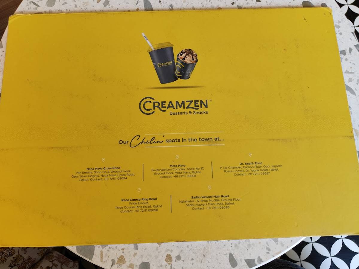 Creamzen menu