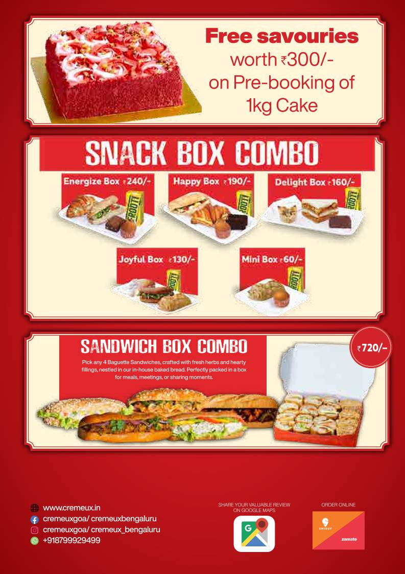 Cremeux - Mapusa menu