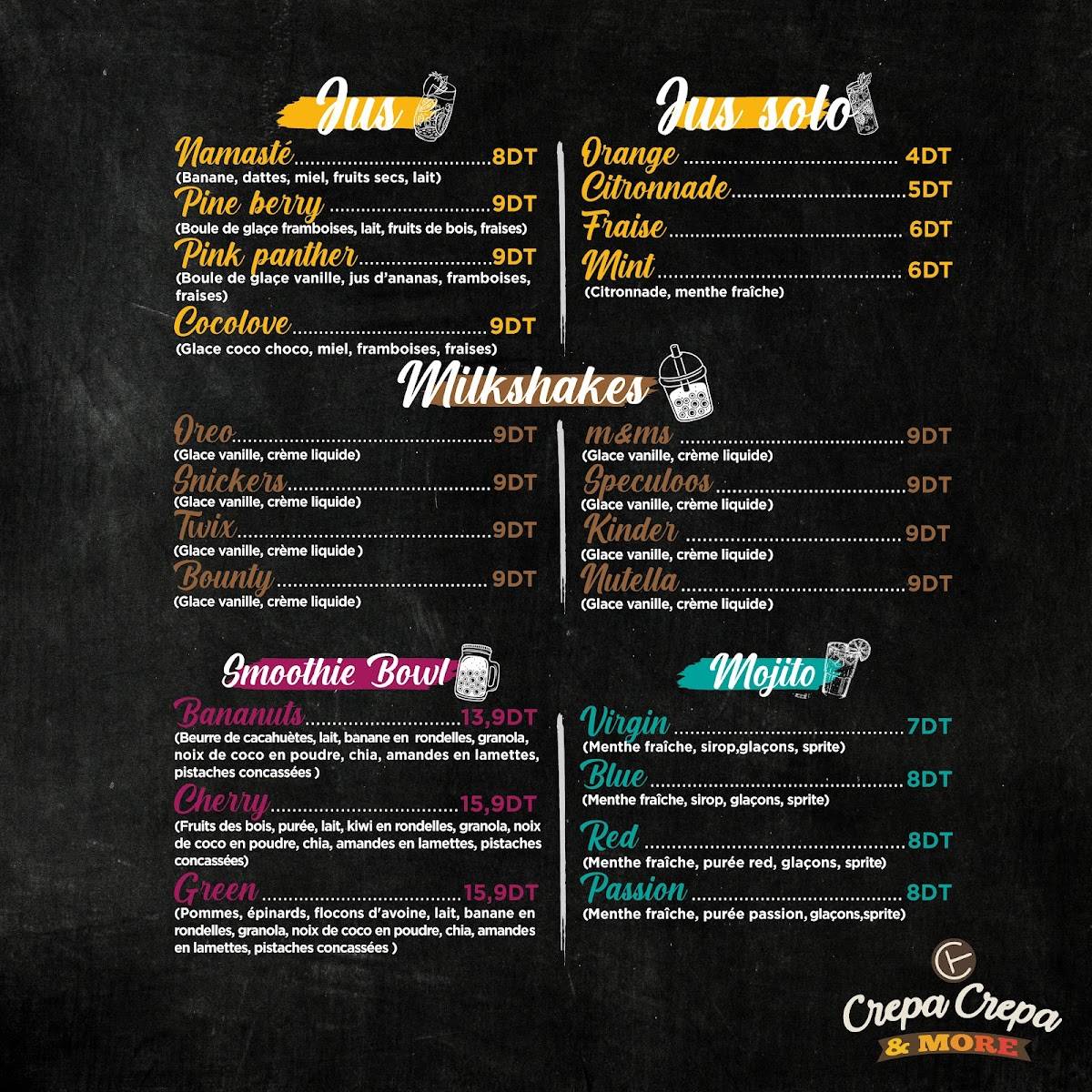 Menu de Crepa Crepa & More - Menzah 5