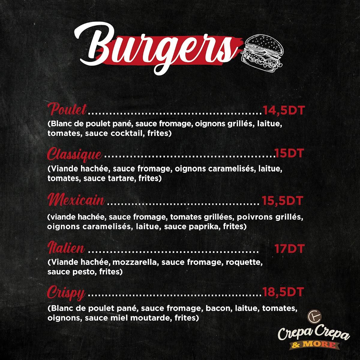 Menu de Crepa Crepa & More - Menzah 5