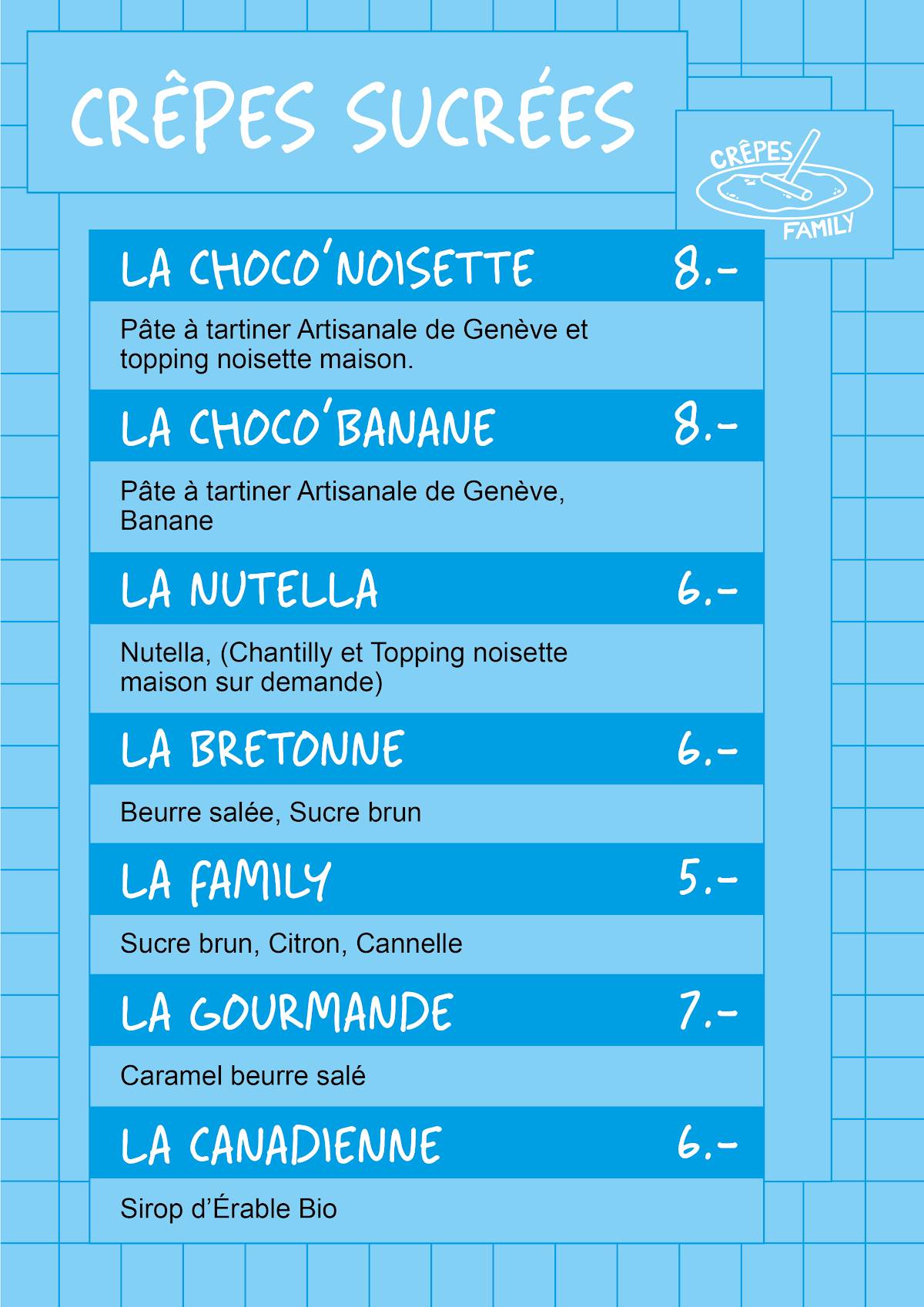 Menu di Crêpes Family 