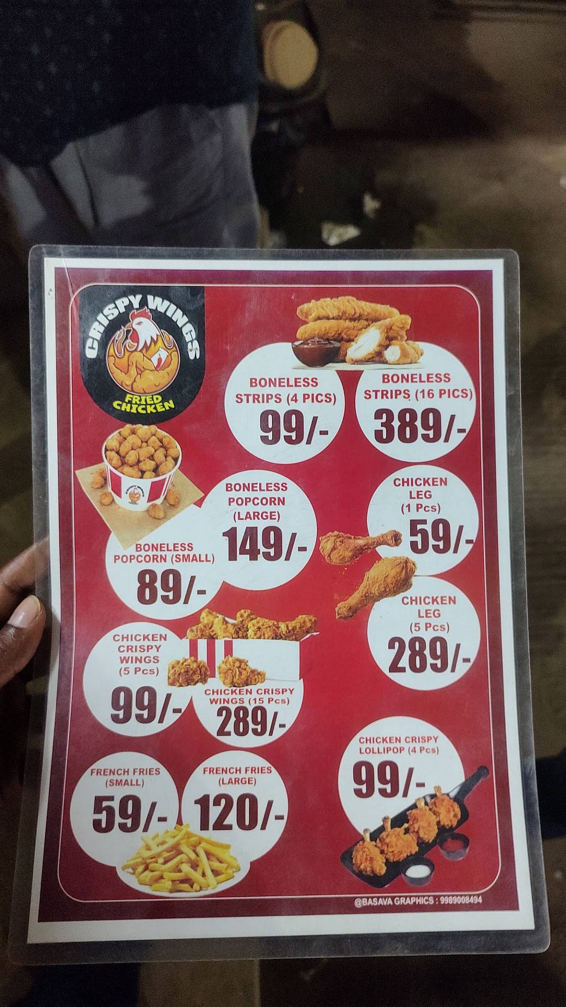 Crispy wings menu