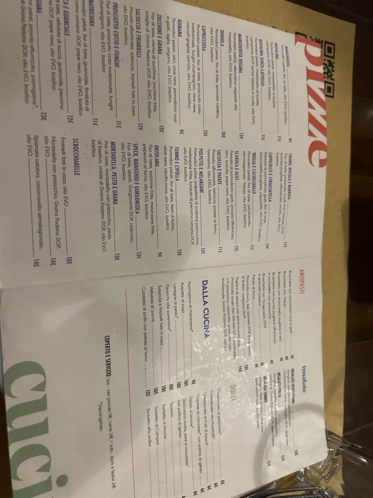 Menu di Crocca - Milano Via Fiamma 