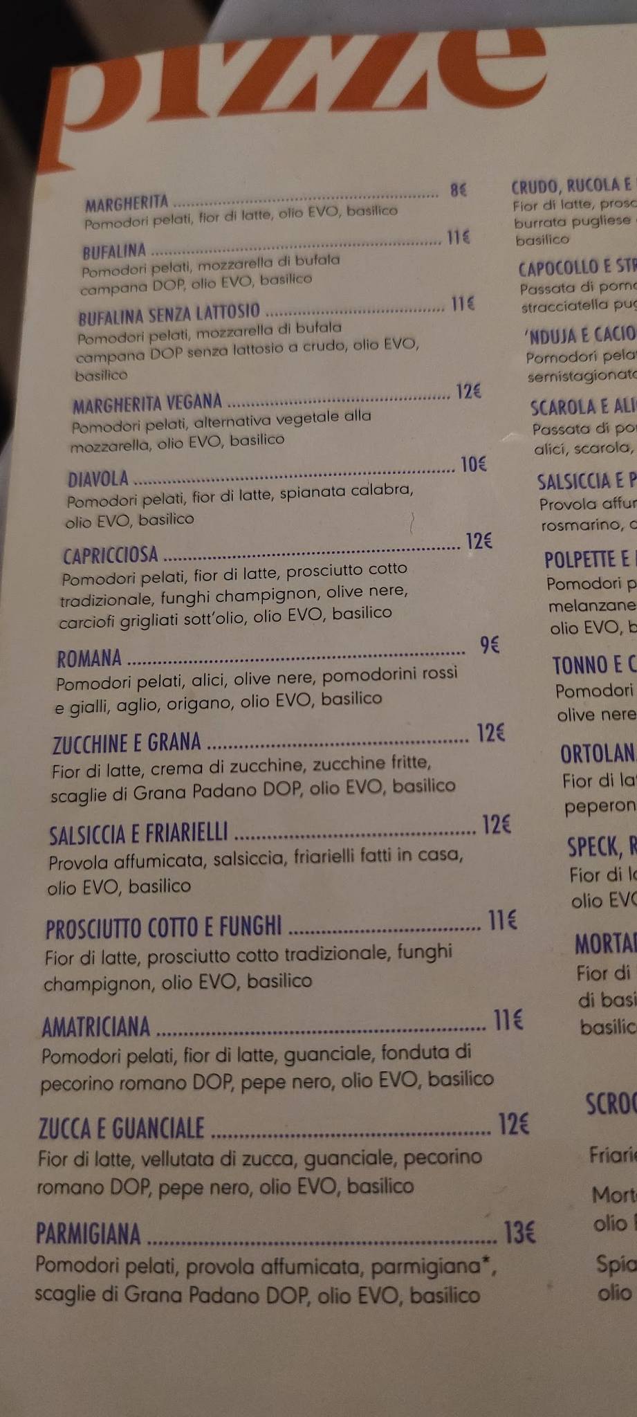 Menu di Crocca - Milano Via Fiamma 