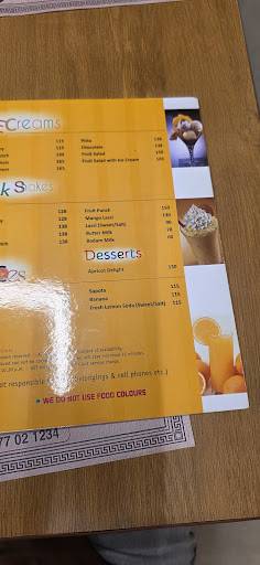 Cross Roads Restaurant menu